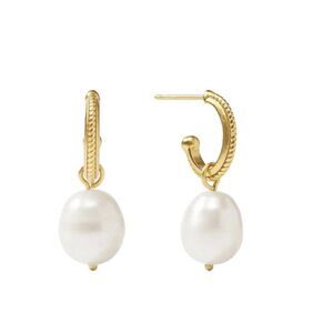 Brand New. $155 Julie Vos Delphine Pearl Hoop & Charm 2 in 1 Earring